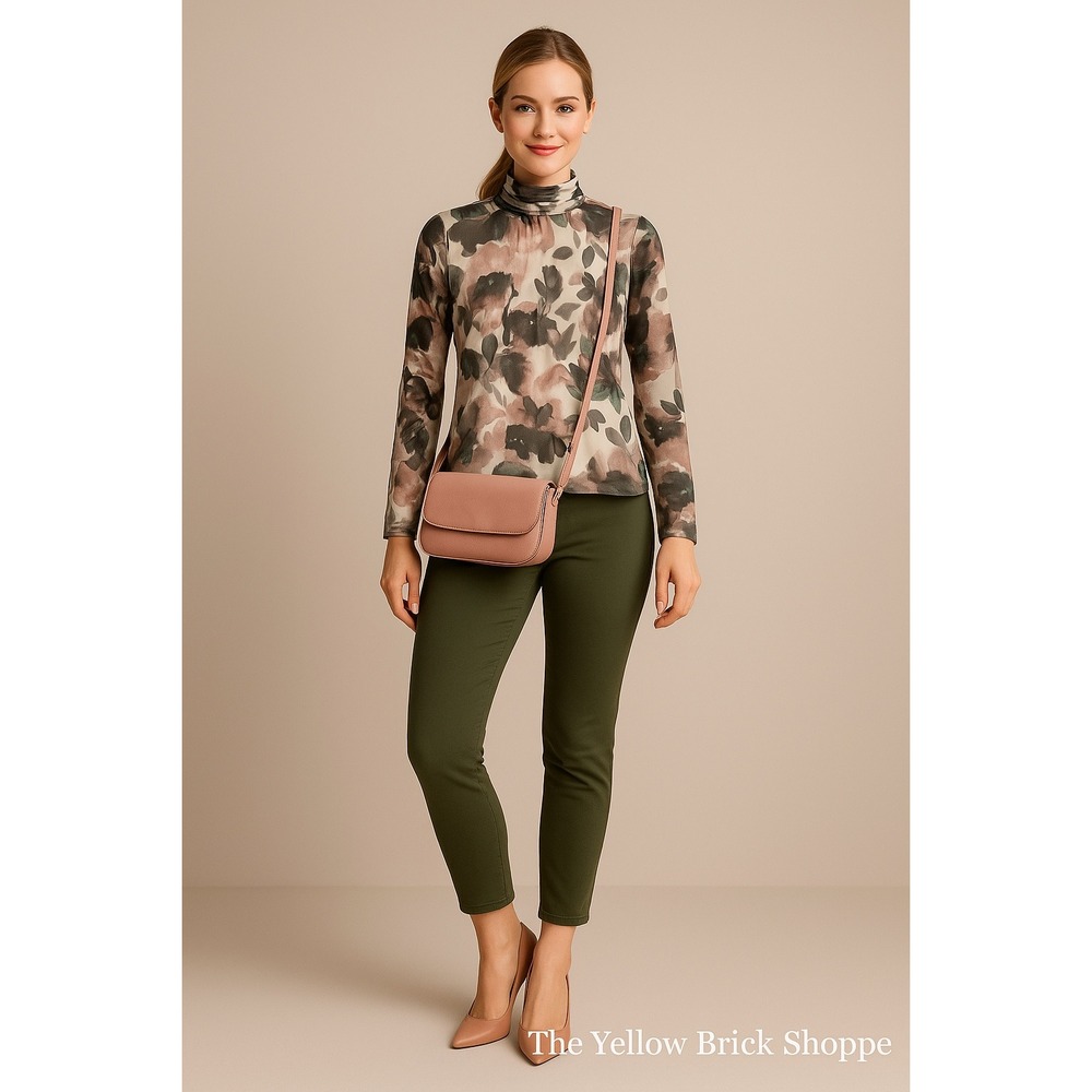 DKNY Muted Floral Sheer Top S‎